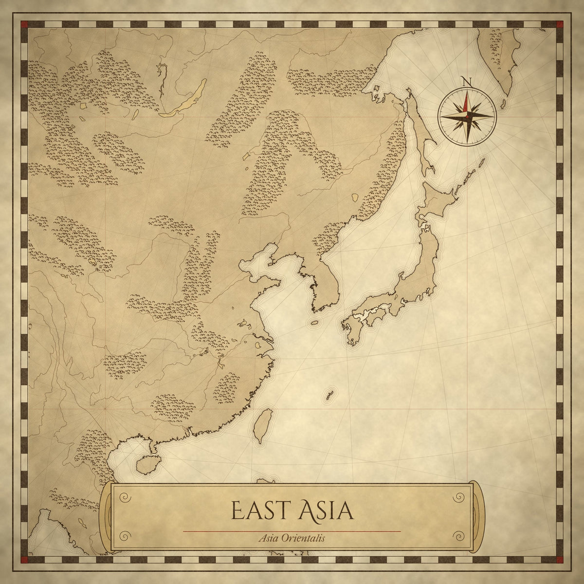 Antique-style map of East Asia