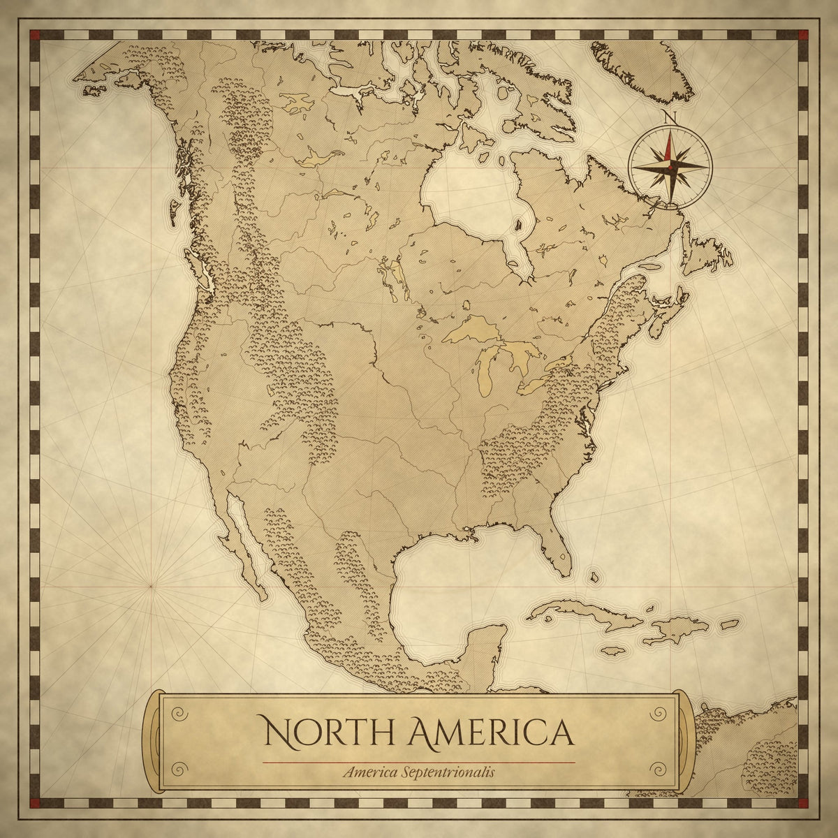 Antique-style map of North America