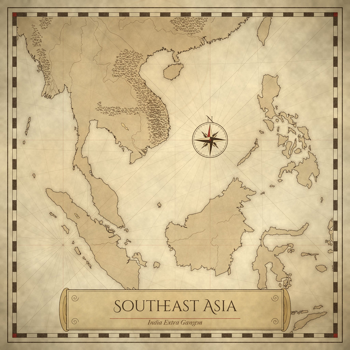Antique-style map of Southeast Asia