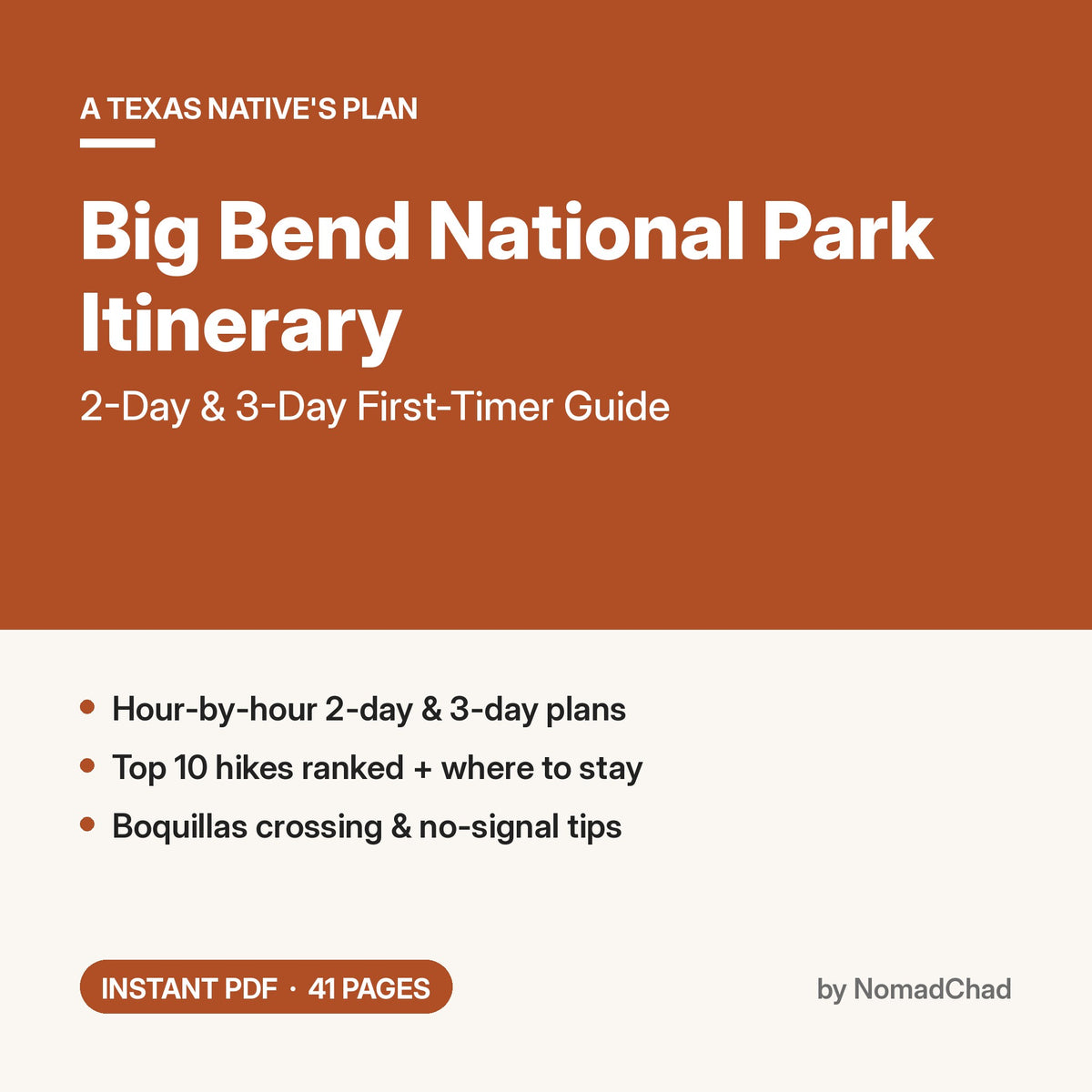 Big Bend National Park Itinerary 2026: 2-Day & 3-Day First-Timer Guide PDF cover
