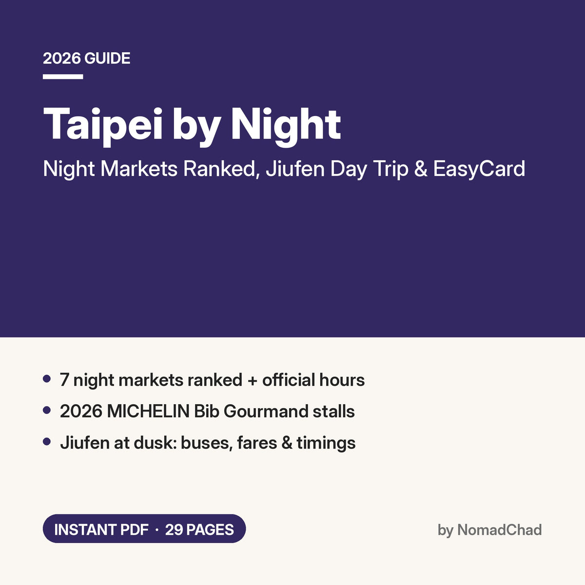 Taipei by Night 2026: Night Markets, Jiufen & EasyCard PDF cover